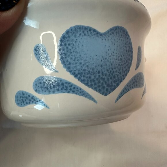 Corelle Inspired Blue Heart Stoneware Soup, Chili 2-Crocks Spongeware Vintage - Picture 6 of 13